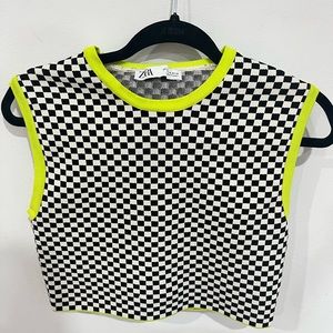 Zara cropped check tank